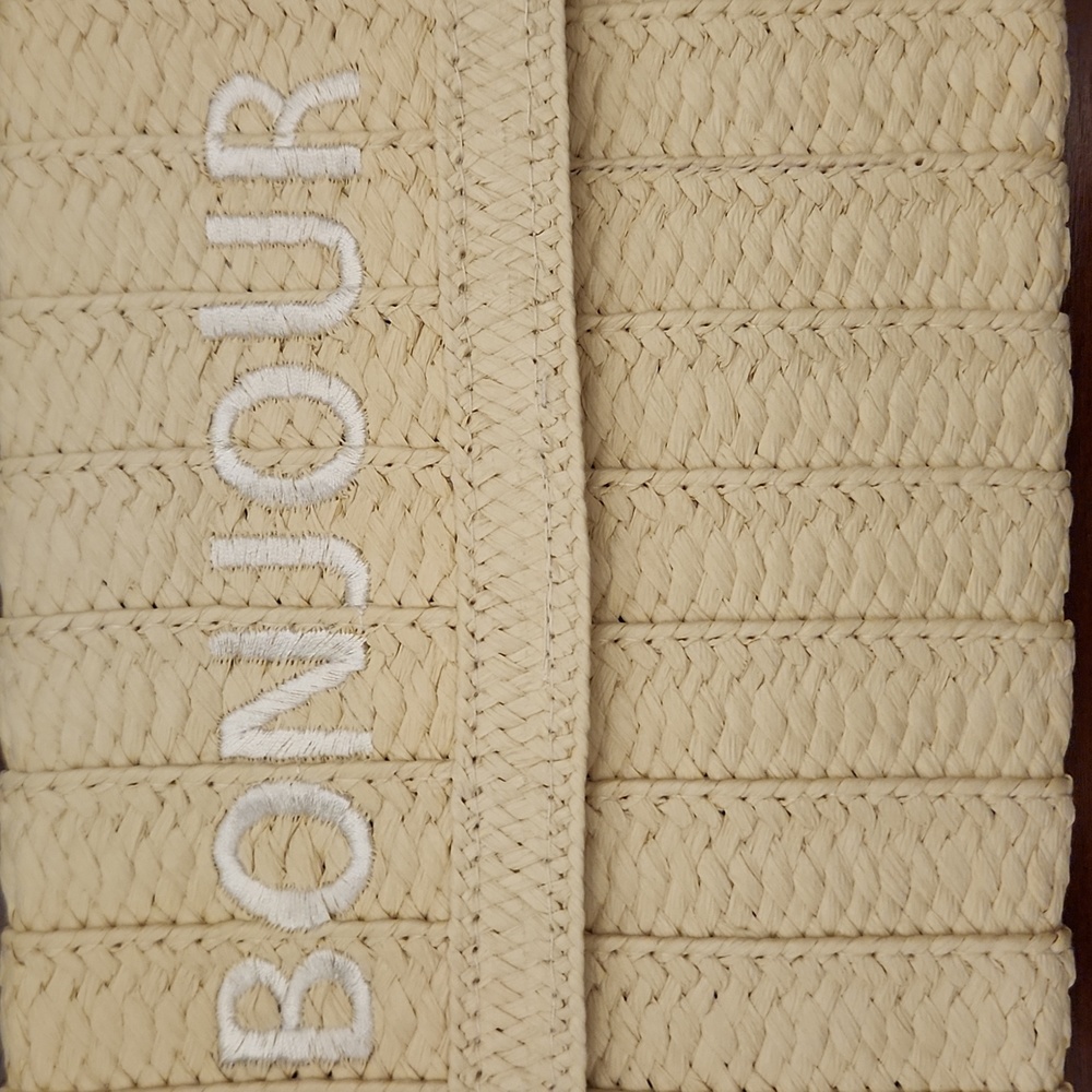 Summer straw clutch purse. "Bonjour". - Picture 2 of 3